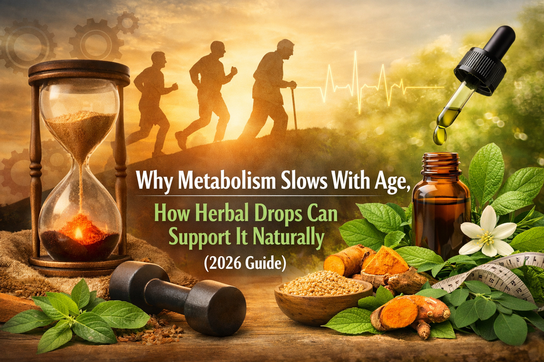 Metabolism support with herbal drops and natural ingredients